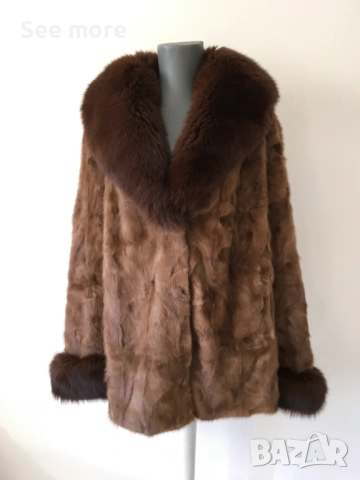 Палто норка и естествен косъм лисица L, снимка 2 - Палта, манта - 52586956