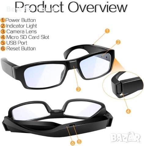 Шпионска камера скрита в очила BANGLIN 32GB 1080P HD Spy Glasses Camera, снимка 8 - Други - 44222487