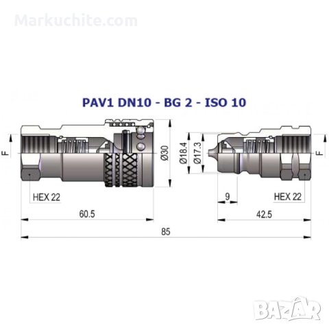 Хидравлична бърза връзка серия PAV1, снимка 3 - Други машини и части - 40344262