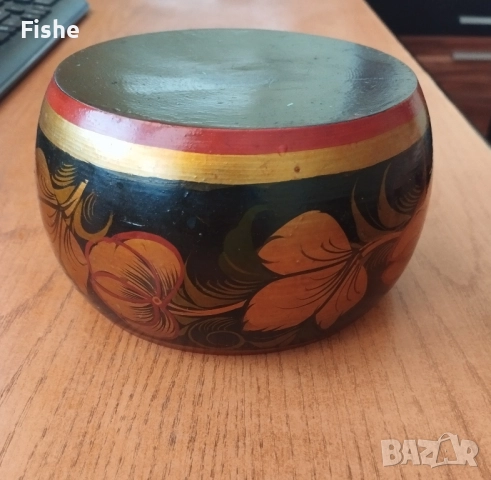 Продавам стара руска дървена паница хохлома, снимка 4 - Антикварни и старинни предмети - 52647202