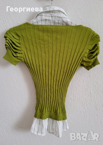 Зелена блуза 2 в 1, снимка 4 - Блузи с дълъг ръкав и пуловери - 37770347