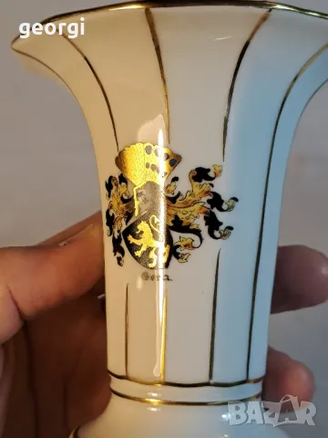 Немска порцеланова вазичка с позлата     11/5, снимка 3 - Вази - 48956017