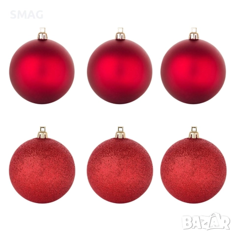 Комплект коледни топки червени матови с брокат 3 см 20 бр._1034554