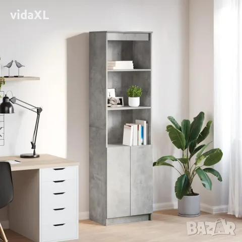 vidaXL Висок шкаф, Бетонно сиво, 50x35x180 cм инженерно дърво, снимка 2 - Бюфети - 56147041