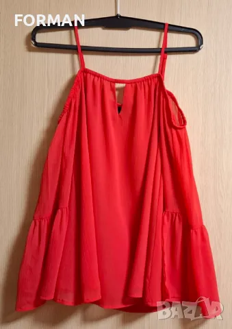 Червена риза с отворени рамене, снимка 9 - Ризи - 47958448