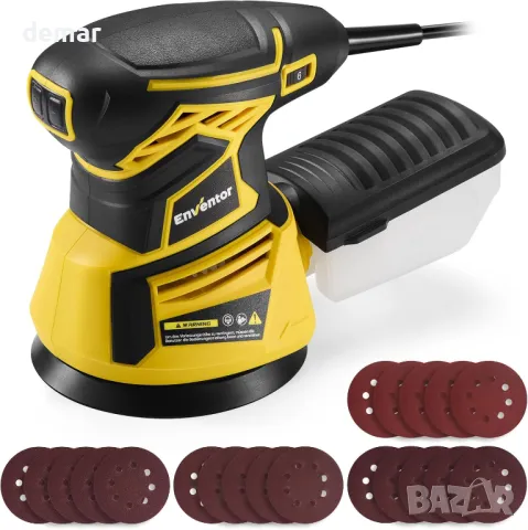 Орбитален шлайф Enventor, 350 W, 6000-13000 RPM, 6 скорости, с кутия за събиране на прах, 125 мм, снимка 1