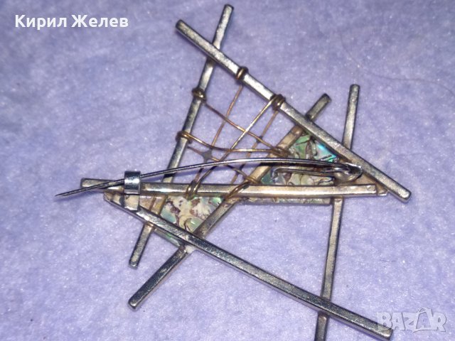 СТАРА АРТИСТИЧНА СЕДЕФЕНА СРЕБЪРНА ВИНТИДЖ АРТ БРОШКА РЪЧНА ИЗРАБОТКА с КРАЛСКИ СЕДЕФ 34496, снимка 9 - Антикварни и старинни предмети - 39535588