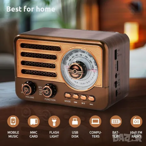  Ретро радио с USB и Bluetooth Cason , снимка 2 - Радиокасетофони, транзистори - 49858864