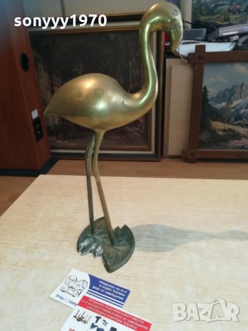 голямо фламинго-мед/месинг/бронз-33х20х16см, снимка 13 - Колекции - 30243701