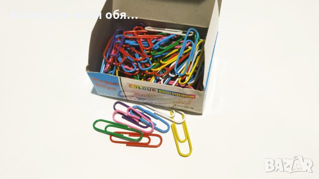 Цветни кламери - 100 бр. 33 mm  в кутия, снимка 5 - Ученически пособия, канцеларски материали - 29433654