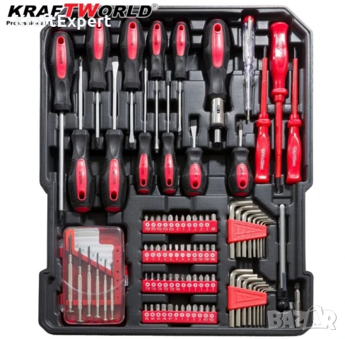Куфар с инструменти 1200 части KraftWorld -ключове,тресчотка, клещи, отвертки, снимка 5 - Куфари с инструменти - 50474024