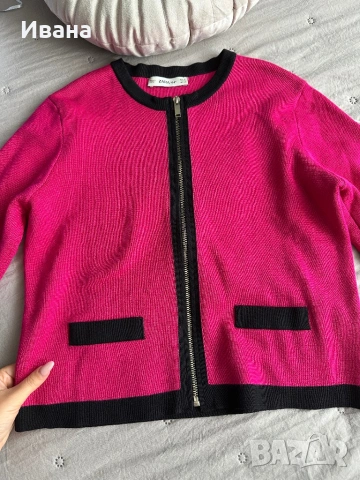 ZARA цикламена жилетка с цип от фина плетка