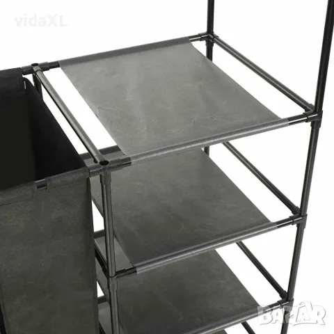 vidaXL Стойка за дрехи, метал и нетъкан текстил, 87x44x158 см, черна, снимка 3 - Закачалки - 56146464