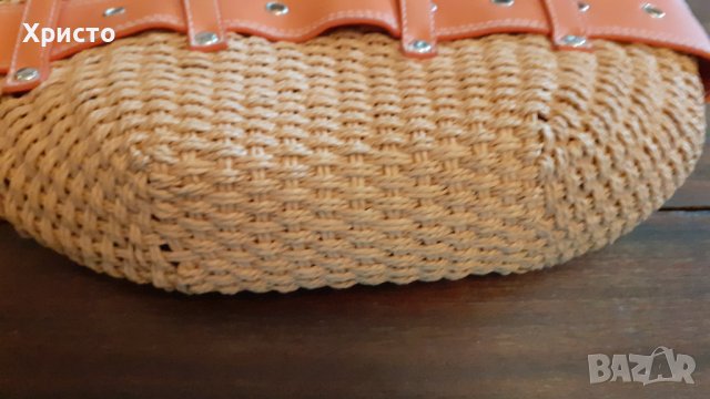 чанта дамска, оранжева, изкуствена кожа и плетки, красива, снимка 4 - Чанти - 39125856