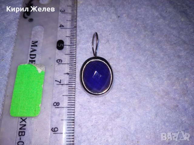 АР ДЕКО СРЕБЪРНА РЕТРО АРТ ОБЕЦА АНГЛИЯ СРЕБРО 925 с ГОЛЯМ ЮВЕЛИРНО ФАСЕТИРАН СИН КАМЪК 36409, снимка 4 - Обеци - 39637887