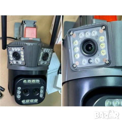 Външна WiFi Камера с три обектива и аларма - Тройна WiFi камера 12MP LYLU, снимка 3 - Комплекти за видеонаблюдение - 51413208