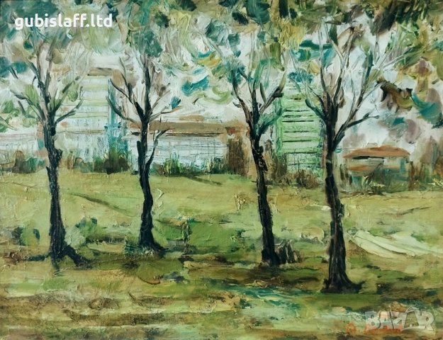 Kартина, "Крайградски пейзаж", худ. Сл. Войков, снимка 2 - Картини - 42707429
