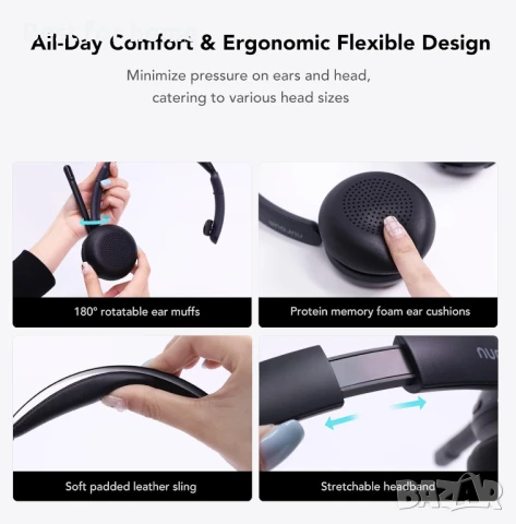 Nuroum HP31S (2-ро поколение) Bluetooth безжични слушалки с микрофон със стойка за зареждане, снимка 4 - Bluetooth слушалки - 50563047