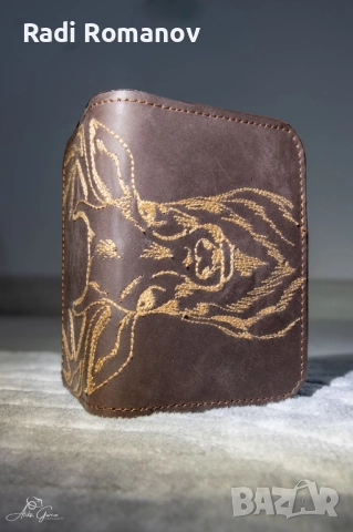 Джобен кожен портфейл, ръчно изработен ловен аксесоар 