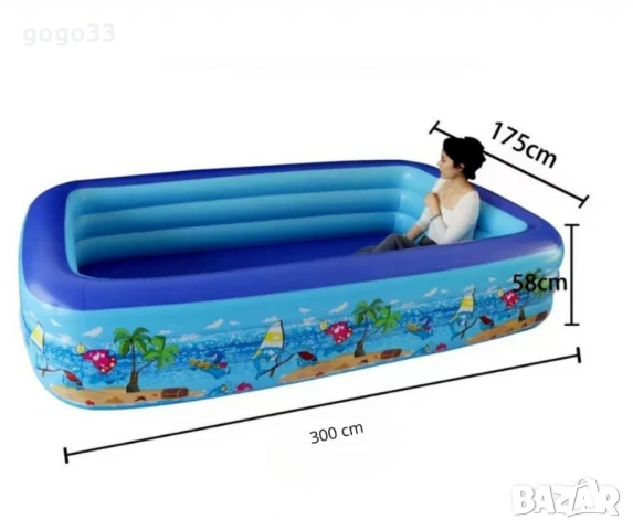 Голям удебелен надуваем басейн за дома – идеален за бебета, деца и възрастни, снимка 10 - Надуваеми играчки - 50991586