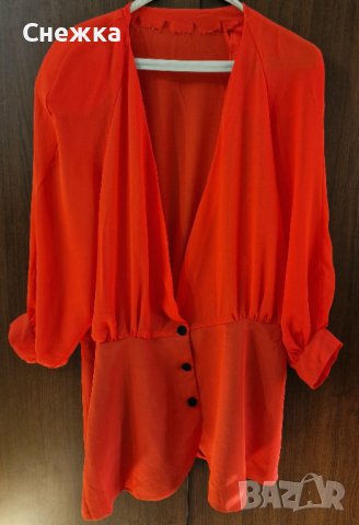 Елегантна червена блуза, дамска, снимка 1 - Рокли - 42861926