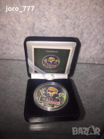 Колекционерска Сребърна монета American Eagle Wall Street Bets 1 oz 2021, снимка 4 - Нумизматика и бонистика - 38216151