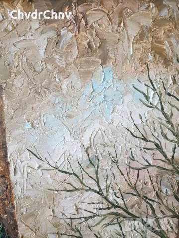 Teck 69х59см/стара картина масло върху платно/пейзаж-кула-градина/дървена рамка, снимка 8 - Картини - 51358094