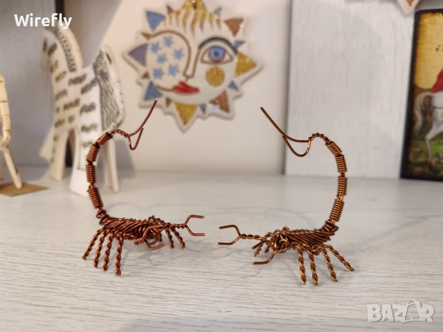 Скорпион от тел медна пластика ръчна изработка фигурка, снимка 7 - Декорация за дома - 51409104