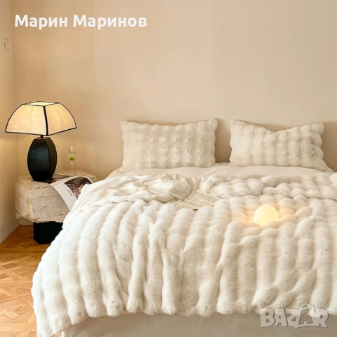 Мек заек плюшен одеяло, изкуствена кожа топло одеяло за диван и легло - Бяло 130 x 160 см, снимка 3 - Други стоки за дома - 53179241