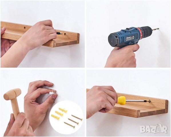 Стенен рафт / Етажерка от масив RF-GB544, снимка 3 - Етажерки - 42887489