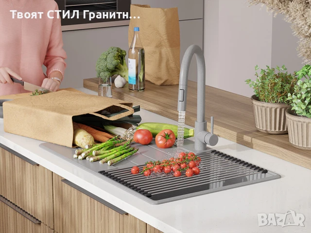 Сива кухненска гранитна мивка Копенхаген 780х500 Top 45
