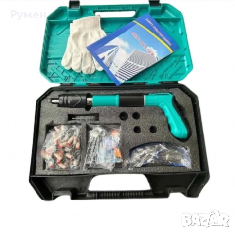 Пистолет за забиване на пирони със заряд в дрво метал бетон+50 пирона