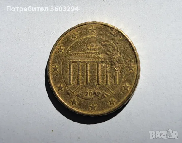 Десет евроцента Германия 2002 г.с дефект., снимка 2 - Нумизматика и бонистика - 56411865
