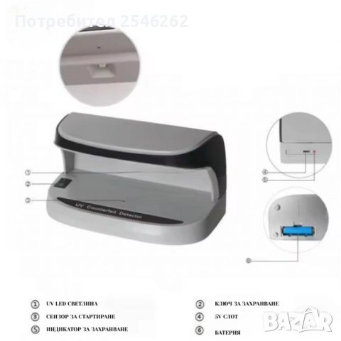 Мултифункционален UV детектор за фалшиви пари AL-09