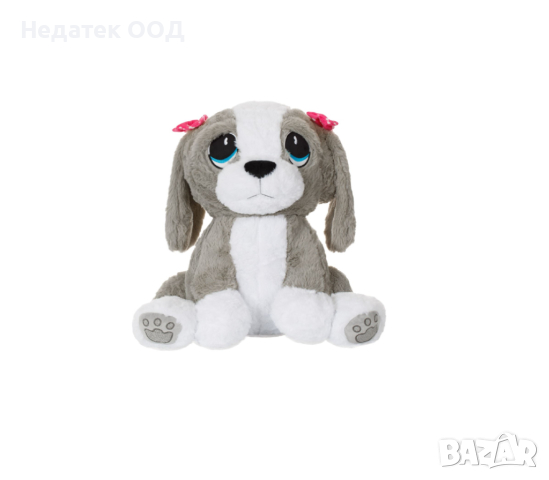 Плюшено куче, сиво с розови панделки, 50 см, снимка 1 - Плюшени играчки - 44552681