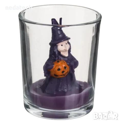Свещ Halloween Вещица 3D в стъклена чашка Ø5.5x6.5 см