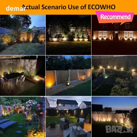 Градински светлини ECOWHO 21 метра, 6 броя * 3W, 12V LED външни прожектори, IP65, снимка 8 - Лед осветление - 49685763