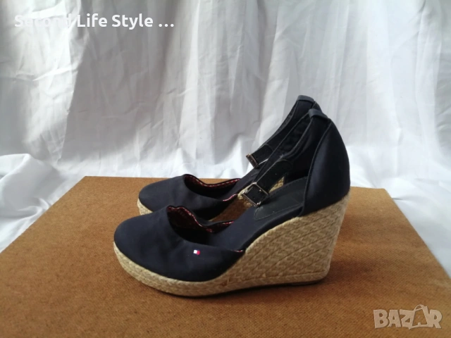 № 38 Tommy Hilfiger оригинални дамски еспадрили сандали на платформа, естествена кожа, снимка 5 - Сандали - 53111577