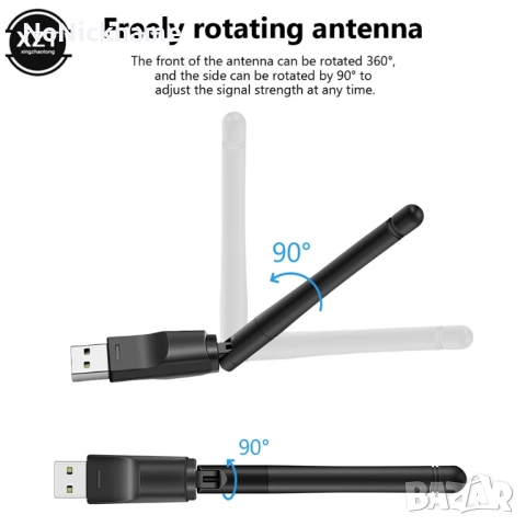 150Mbps MT7601 USB WiFi Адаптер антена, безжична мрежова карта 802.11 b/g/n WiFi приемник, снимка 5 - Мрежови адаптери - 52560965