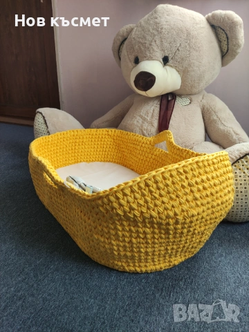 Бебешки кош за новородено, ръчно изработен, плетен кош, 70х40см, ново, снимка 11 - Бебешки легла и матраци - 53115857