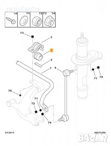 509465,Тампон предна стаб.щанга PEUGEOT PARTNER I,II,CITROEN BERLINGO I,II,XSARA,XSARA PICASSO, снимка 4 - Части - 36667752