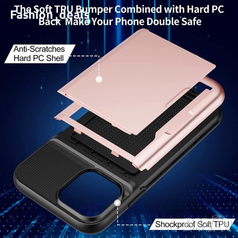 Нов защитен калъф розов кейс гръб за iPhone 13 Айфон с Поставка за карта, снимка 7 - Калъфи, кейсове - 37897299