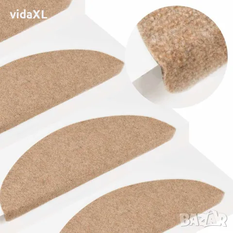 vidaXL Самозалепващи стелки за стълби, 15 бр, 56x17x3 см, бежови, снимка 2 - Изтривалки - 56145981