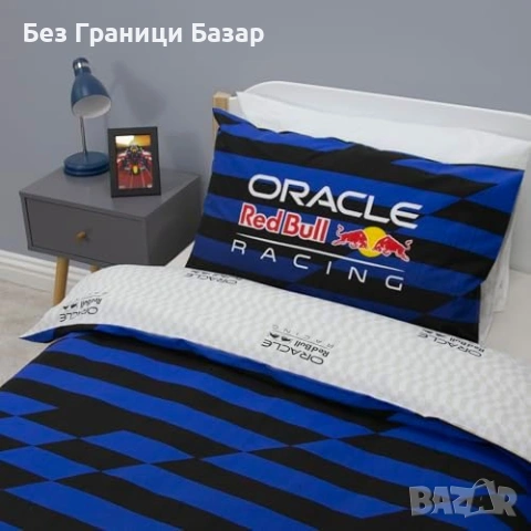 Нов Детски спален комплект Red Bull Racing двулицев син 135x200 см за стая фенове, снимка 6 - Спално бельо и завивки - 54195110
