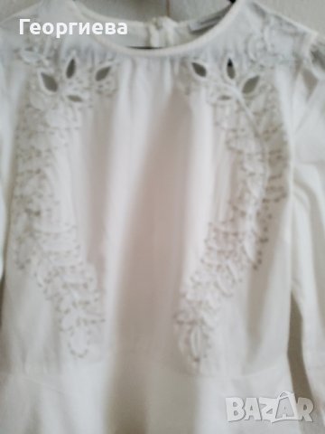 Бяла памучна риза с декорации, снимка 2 - Ризи - 37890370