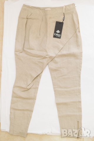 Дамски панталон от лен в сиво и бежово Bliss by Violeta EU 40/EU 44, снимка 5 - Панталони - 42651945