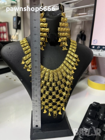 Златен комплект обеци + колие 14 карата , снимка 8 - Колиета, медальони, синджири - 52926888