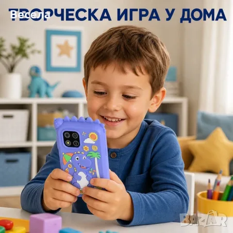 Детски смарт телефон с камера и 8 GB карта – син динозавър, снимка 6 - Електрически играчки - 55989984