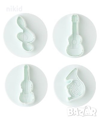 Музикални нота ключ Сол китара цигулка тромпет пластмасови резци с бутало форми форма резец, снимка 3 - Форми - 21017655
