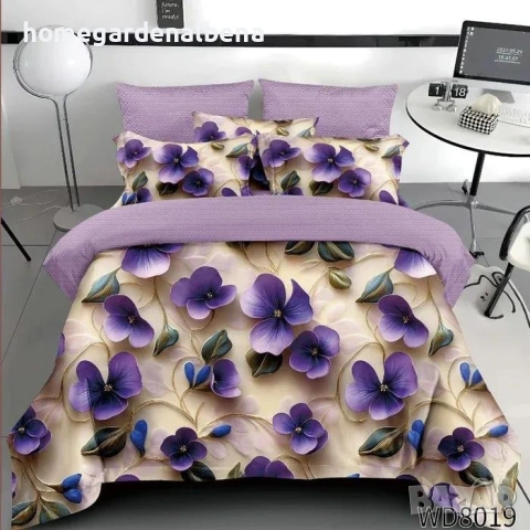 Флорален спален комплект с ластик 100% памук 200x230 / 180x200, снимка 10 - Спално бельо - 54094921